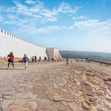 Historical ruins or rebuilt cityscape post-earthquake